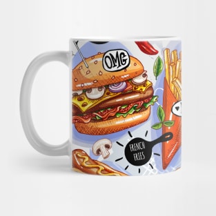 Food, yummy, print, burger, pizza, sandwich, roll, chicken Mug